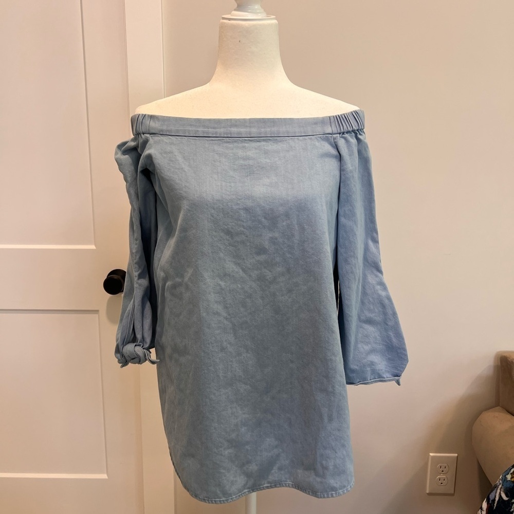 TIbi off the shoulder denim shirt